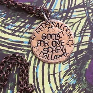 Faux vintage saloon token necklace